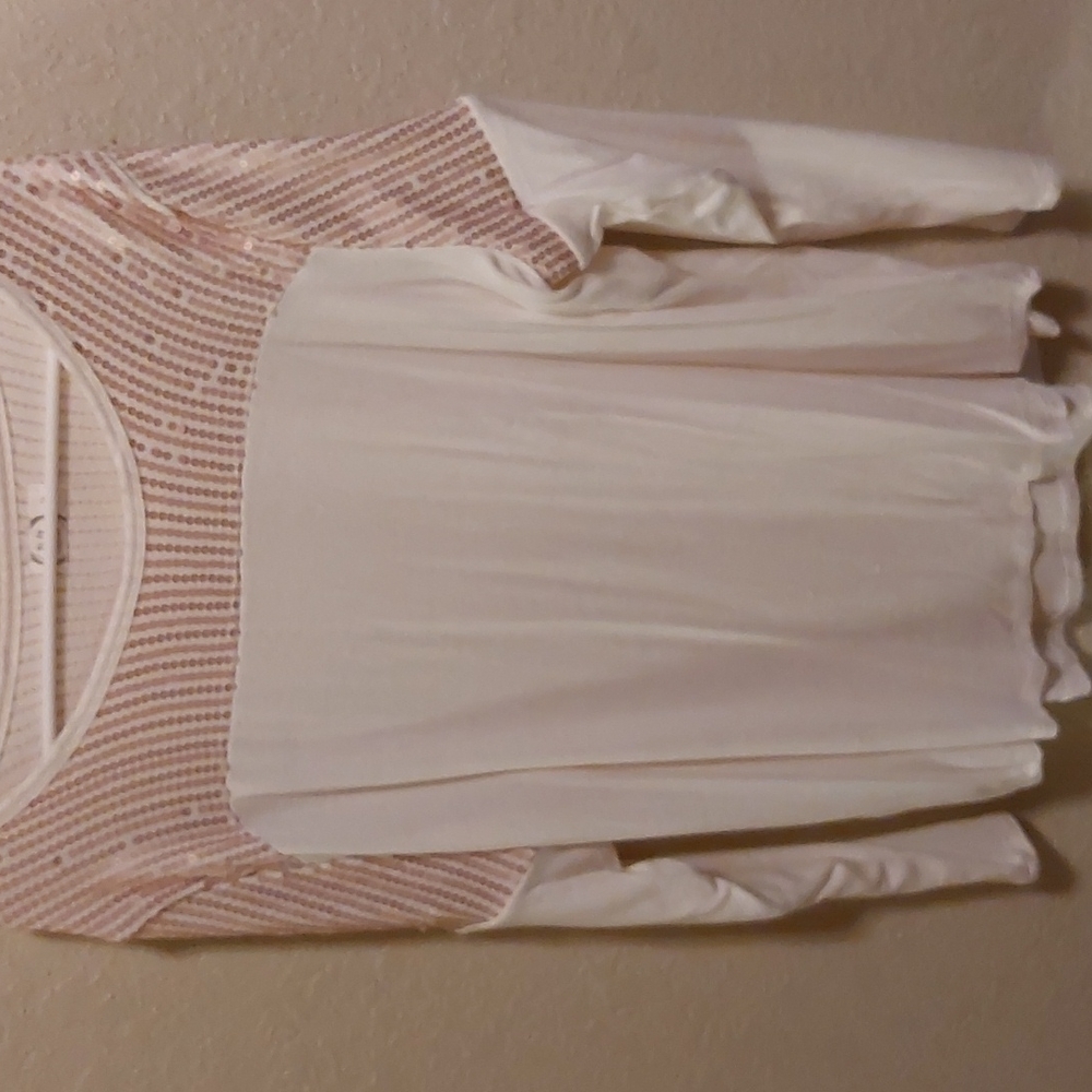 Maurices Cream Tan Sequin Sweater 1X Lightweight Sparkle Top